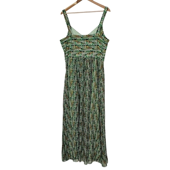New Directions Green Printed Pintucked Fit & Flare Plus Size Fall Midi Dress 18 - Picture 4 of 11